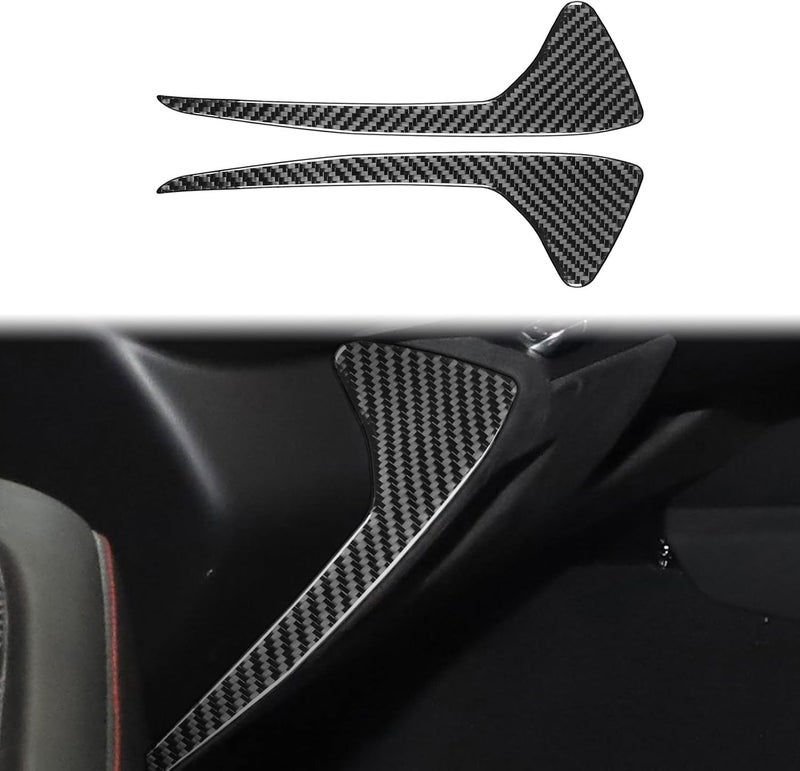 Edinstry 2pcs Automotive Dashboard Steering Wheel Lower Front Slot Sides Black Carbon Fiber Decoration Compatible With Corvette C8 2020-2024 Dashboard Side Panel Sticker Trim Soft Carbon Fiber Sticker - Image 1